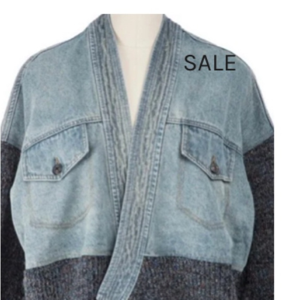 Denim and Knit Cardigan